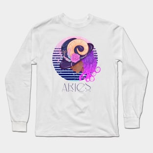 Aries Zodiac Sign | Circle Beautiful Girl Long Sleeve T-Shirt